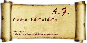 Ascher Fábián névjegykártya